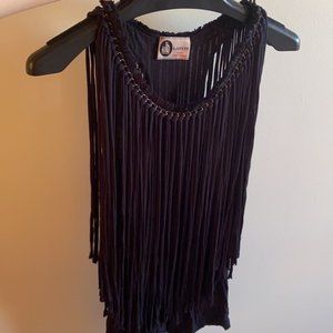 90% OFF Vintage Lanvin Alber Elbaz Rock n' Roll Black Fringe top